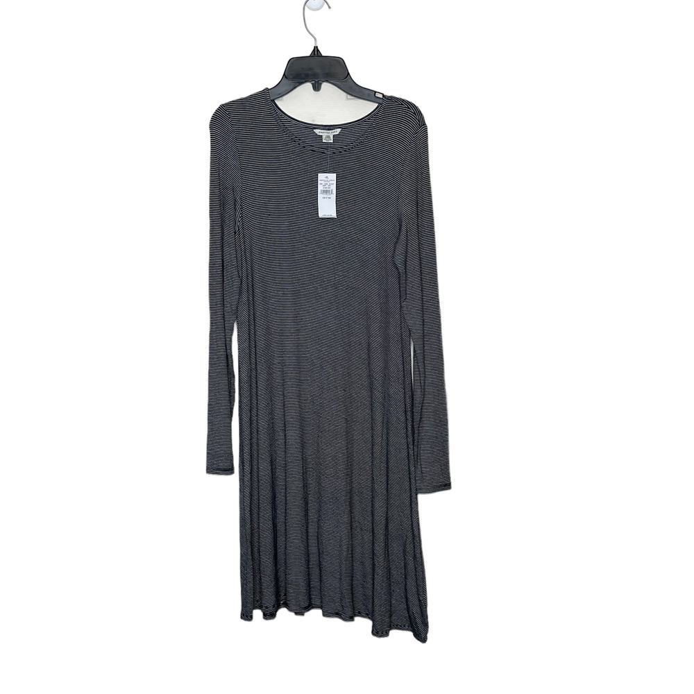 American Eagle Womens Dress Size Small Tall Navy Blue White Striped LS Stretch
